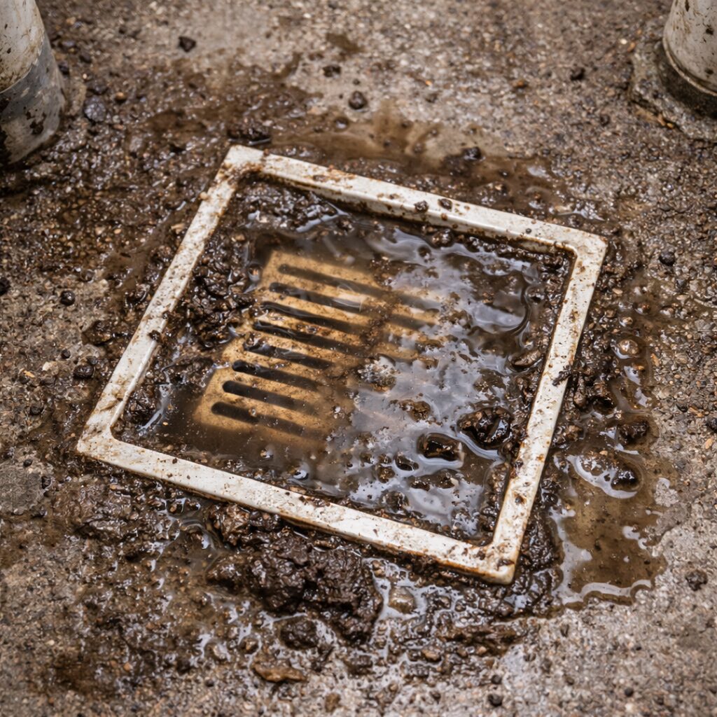 Bodenablauf Reinigung - Vorher